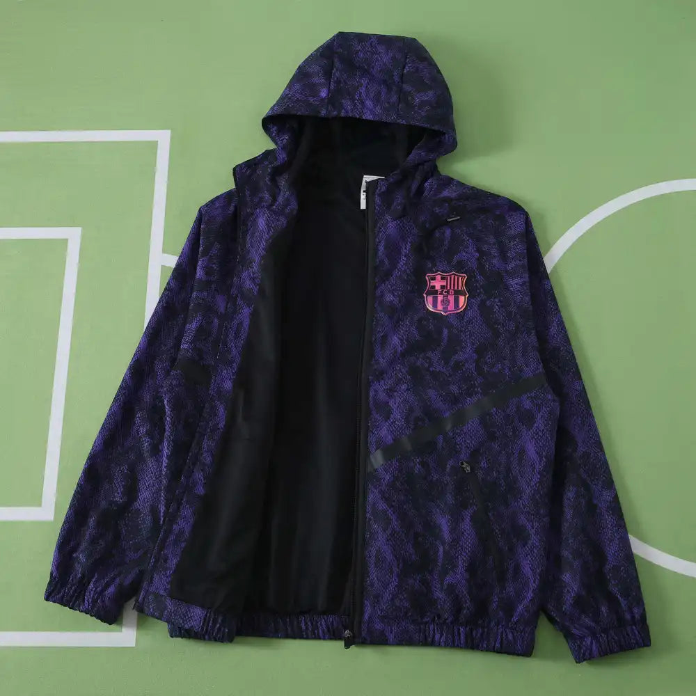 2026/2027 FC Barcelona Windbreaker – open, showing the lining
